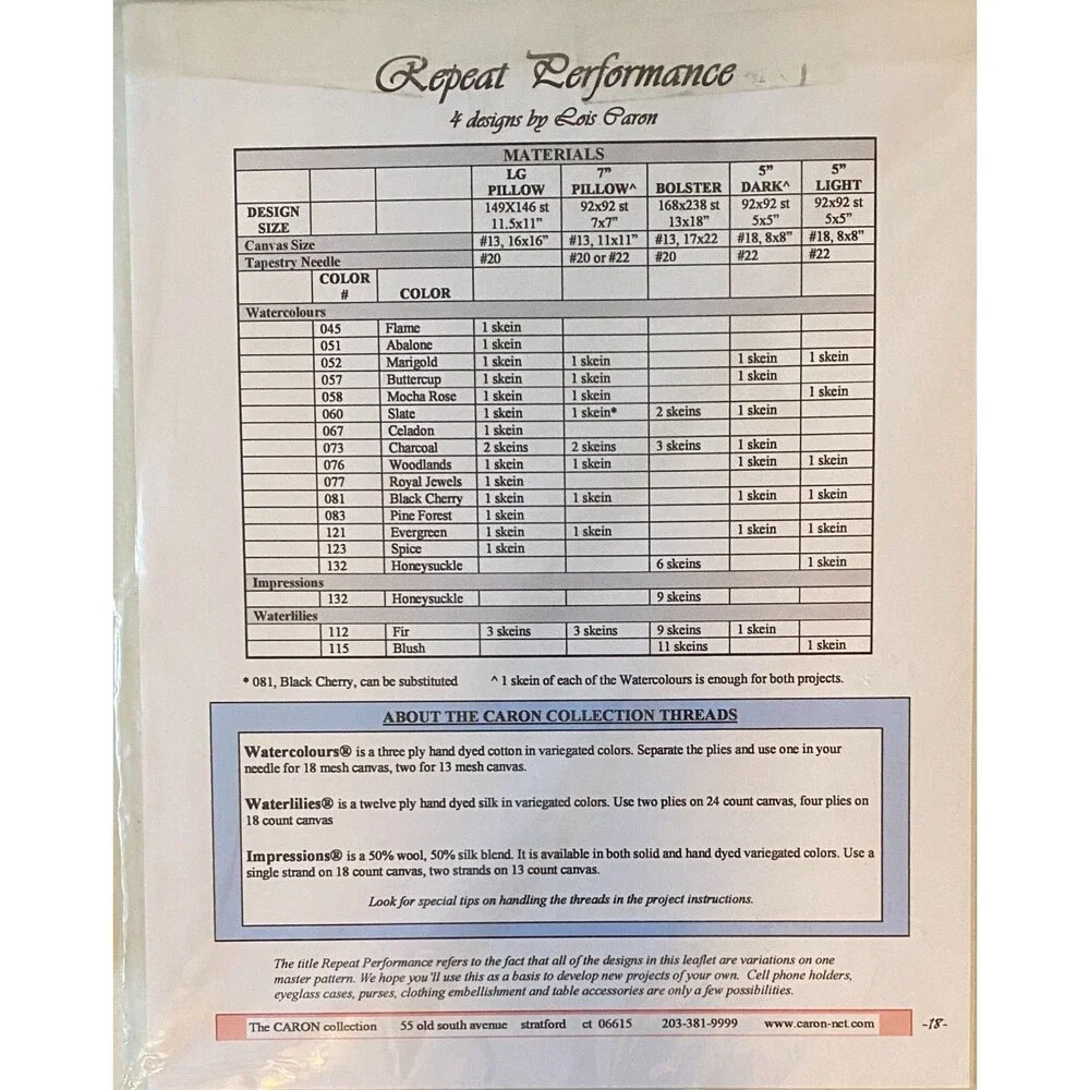 Cross Stitch Chart - Caron Collection - Repeat Perfpormance - FREE SHIP